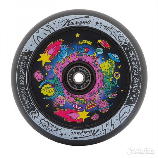 Колесо самокат Комета 120x30 Космобар (Черный)