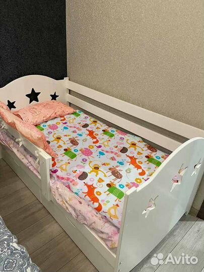 Кроватка от 2х лет берёза высокий борт сингл