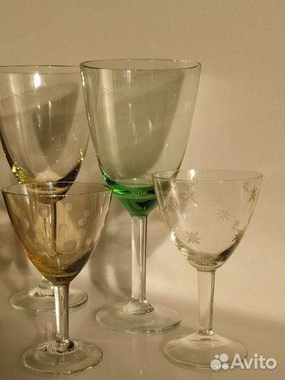 Фужеры и рюмки из цветного стекла СССР