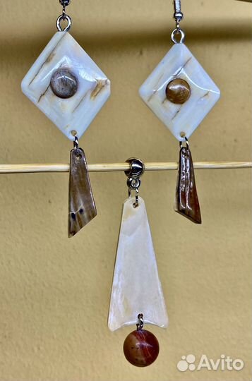 Серьги и кулон из бивня мамонта. Авторская работа