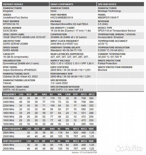 Оперативная память DDR5 32гб 6000+ мгц, Hynix