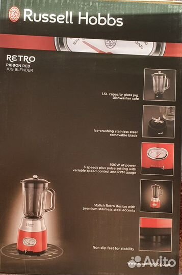Блендер Russell Hobbs Retro Jug Blender красный
