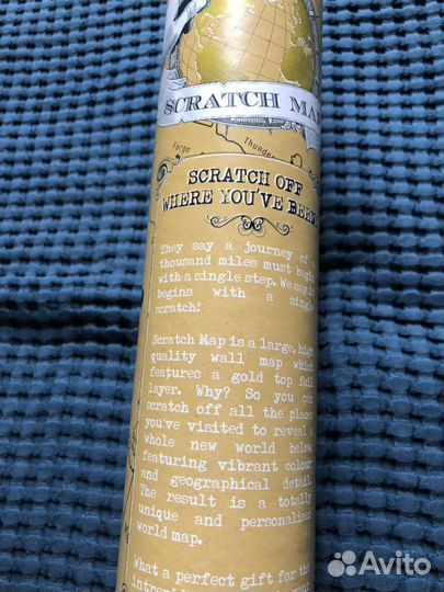 Скретч карта, на англ языке, золотая