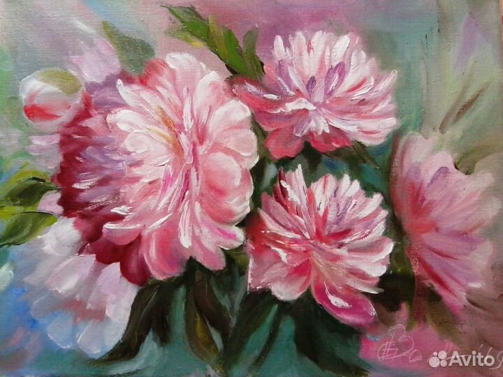 Пионы маслом