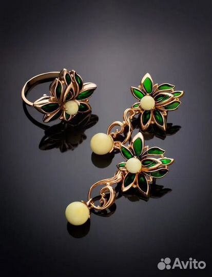 Янтарные Серьги из Серебра с Натуральным Янтарем