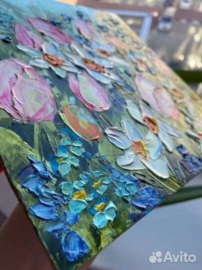 Картина маслом цветы импасто 20:20