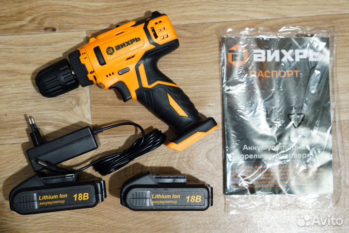 Дрель-шуруповерт Вихрь да-18Л-2ка, 18В, 35Нм, 2Акб