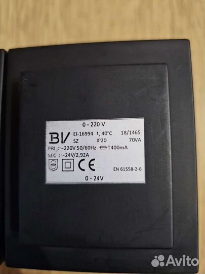 Понижающий трансформатор BV EI-16994 220/24В и.т.д