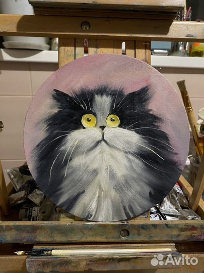 Авторская картина маслом кот