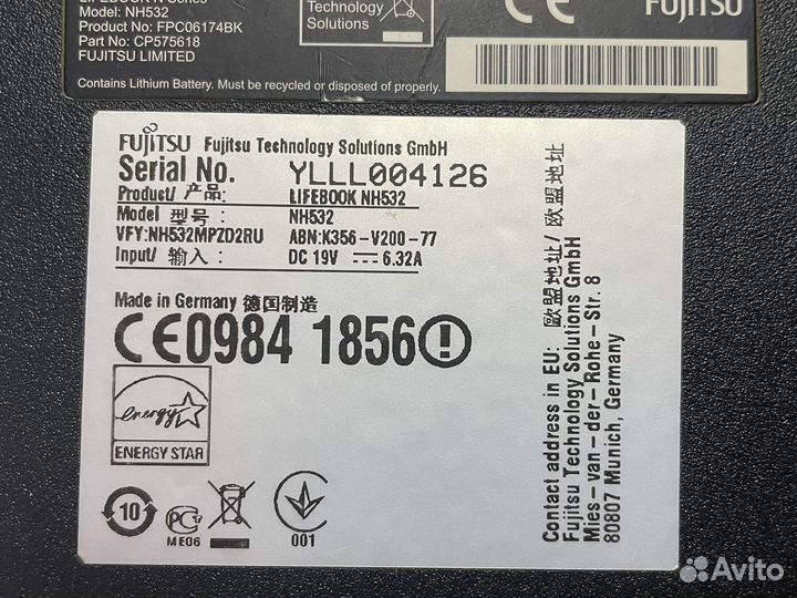 Fujitsu NH532 в разбор