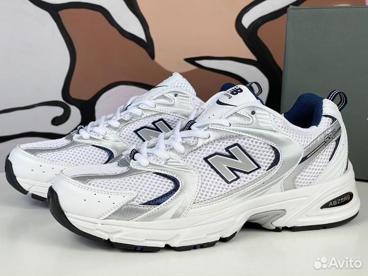 New Balance 530 White Silver Navy