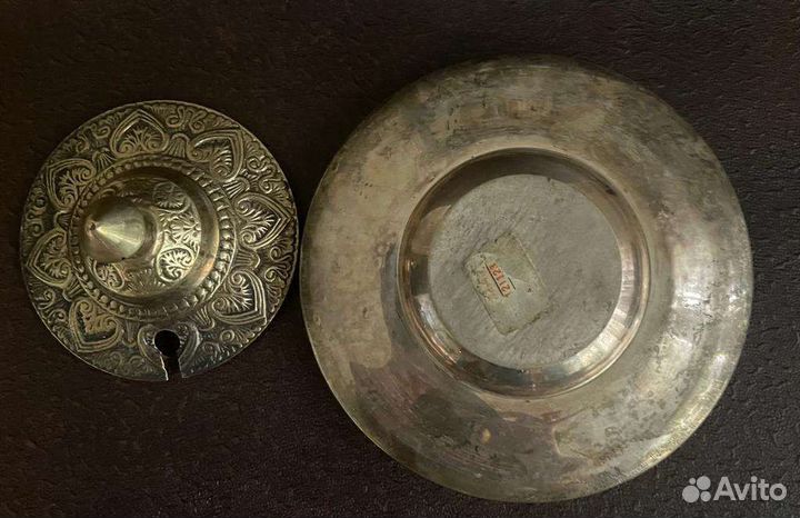 Конфетница и масленка/икорница латунь винтаж