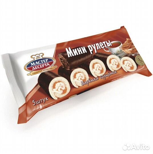 Рулеты бисквитные с кремом варёная сгущёнка 175г