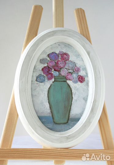 Картина букет цветов в вазе рамке