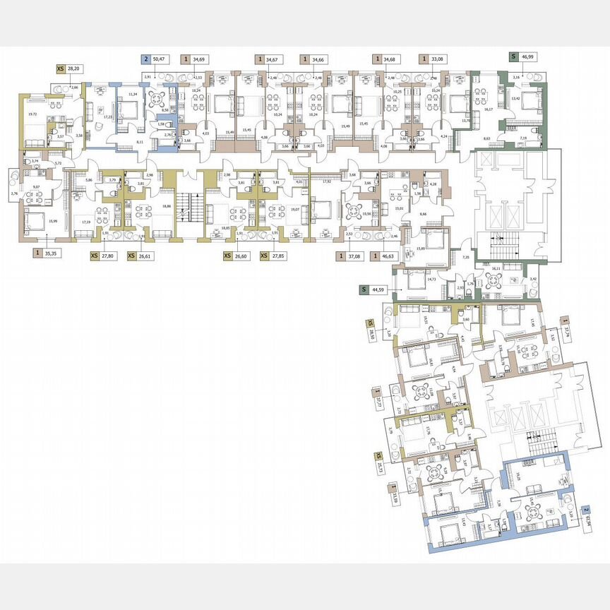 1-к. квартира, 42,9 м², 21/24 эт.