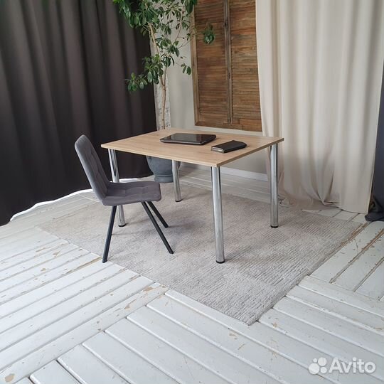 Компьютерный стол Дуб 120*80 см. Хром ножки