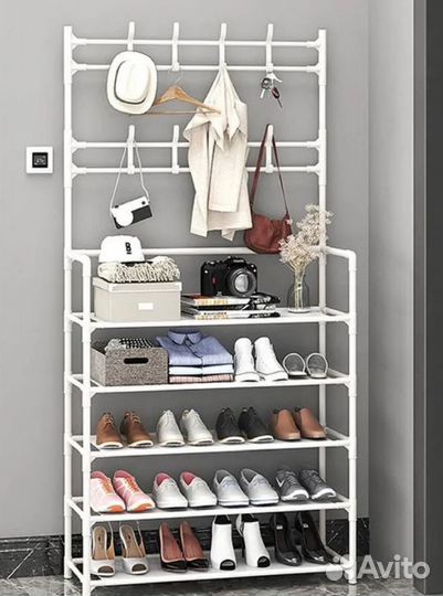 Вешалка для одежды с полкой для обуви, 5 полок