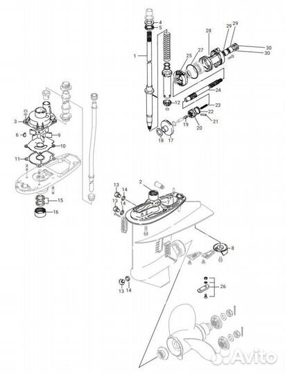 Приводной вал (L) Yamaha (Ямаха) 30 л.с 2 такта