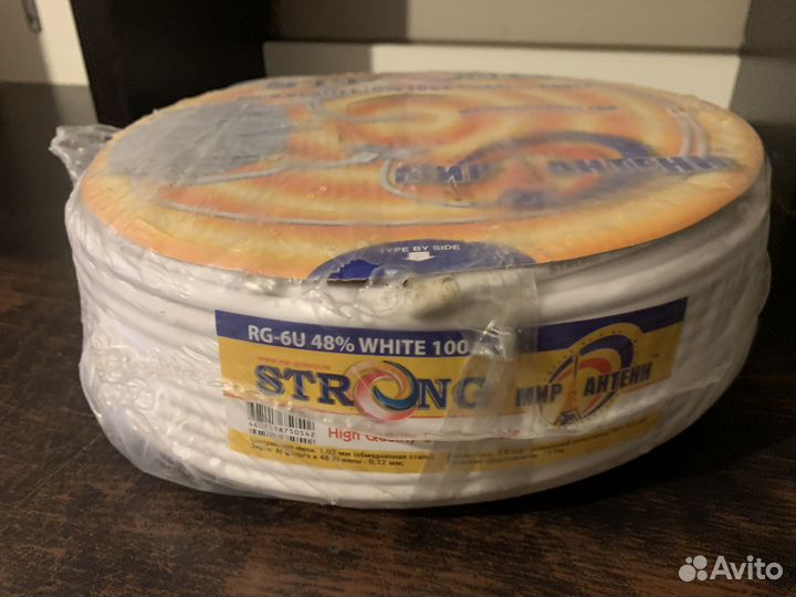 Кабель телевизионный Strong RG-6U 48 белый 100 м