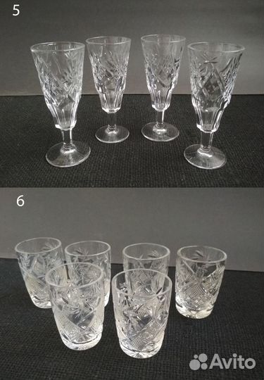 Хрустальные фужеры, рюмки, стаканы