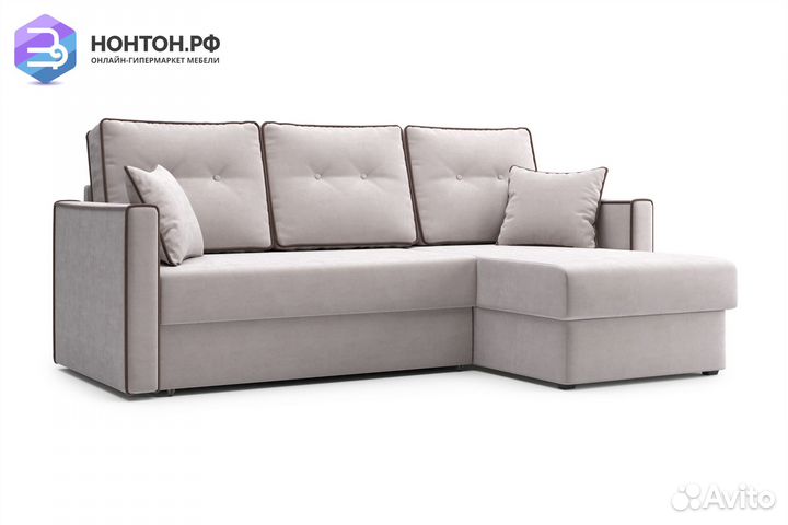 Диван угловой дельфин Леон бежевый