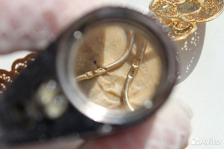 Антикварные позолоченные серьги.Серебро 835.Скань