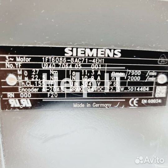 Серводвигатель Siemens 1FT6086-8AC71-4EH1