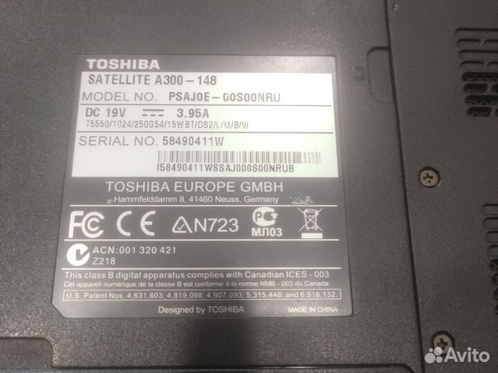 Ноутбук Toshiba Satellite a300 148