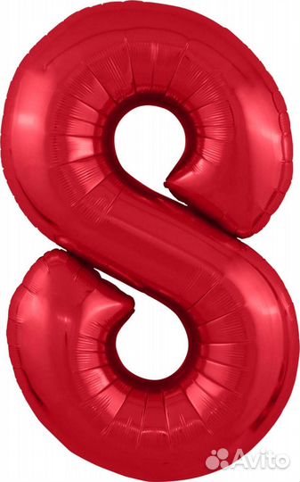 Шар (40''/102 см) Цифры Slim Красные Agura