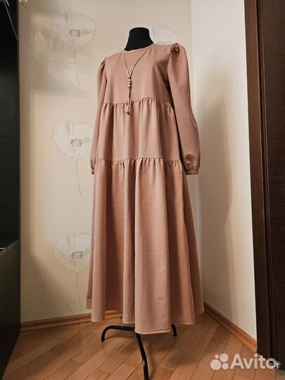 Платье длинное в стиле бохо, ярусы