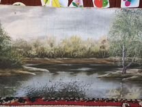 Картина маслом на холсте Голубое озеро в Золотово