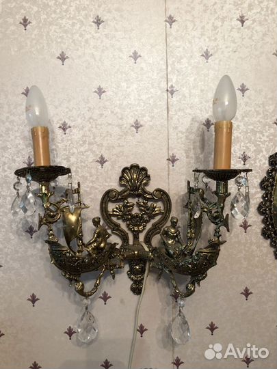 Бронзовые светильники (бра)ссср - 2 штуки