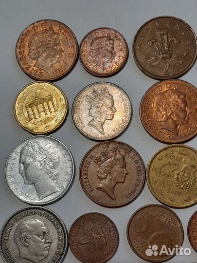 Набор иностранных монет 39 шт