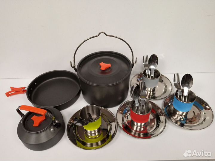 Походный туристический набор посуды для пикника и