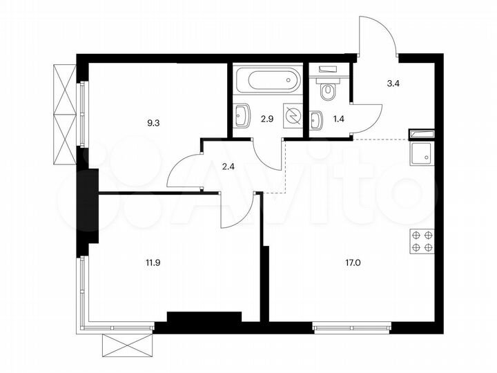 2-к. квартира, 48,3 м², 20/33 эт.