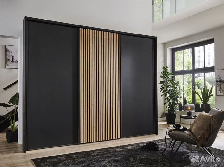 Шкаф купе невада черный/дуб бьянко