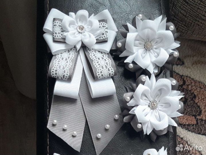 Бант-брошь-галстук и резинки для волос