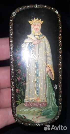 Шкатулка лаковая миниатюра Царевна Лягушка