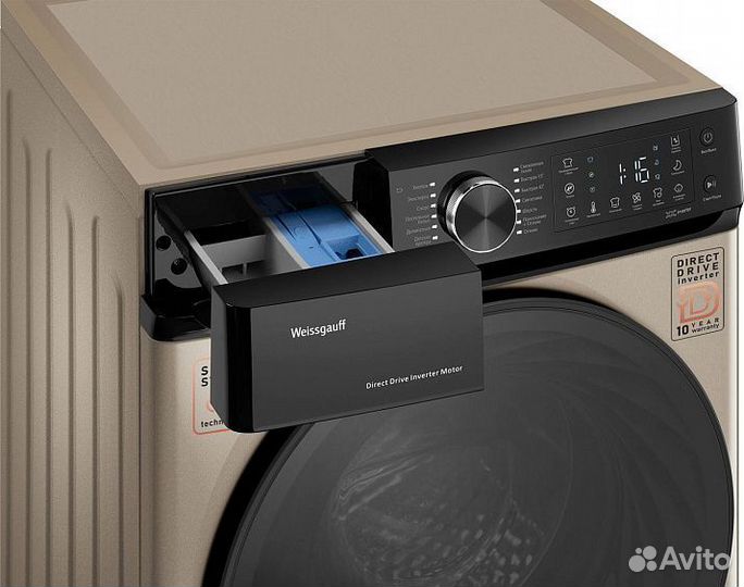 Стиральная машина weissgauff WM 59411 Direct Drive Inverter Steam Champagne