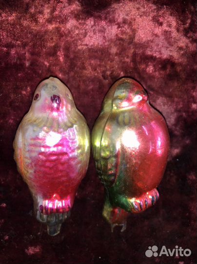 Елочные игрушки снегири на прищепке СССР