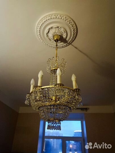 Хрустальная люстра СССР винтажная чехия