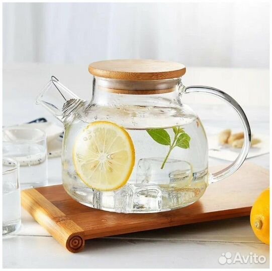 Заварочный стеклянный чайник с подставкой