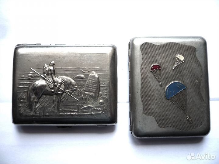 Портсигары СССР Парашютисты Богатырь у камня