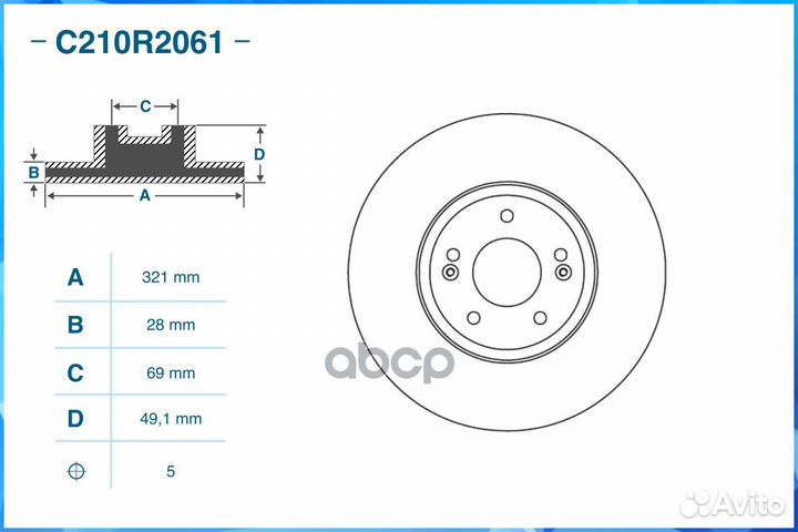 Диск тормозной передний, hyundai-KIA C210R2061