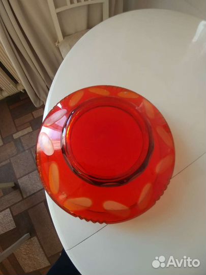 Салатник из красного стекла, посуда СССР