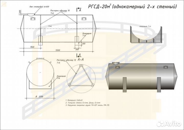 Резервуары Горизонтальные ргсн на заказ