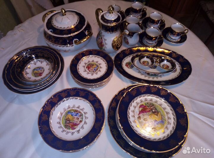 Столовый сервиз чехословакия Мадонна cobalt