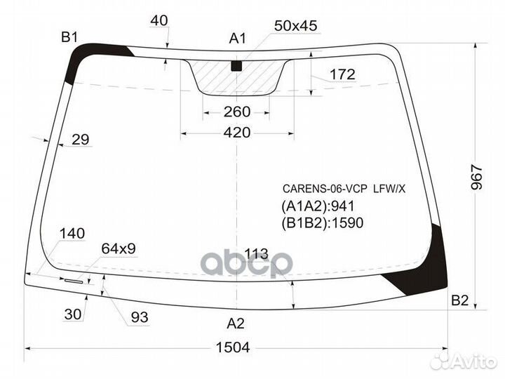 Стекло лобовое KIA carens II 06-12 carens-06-VC
