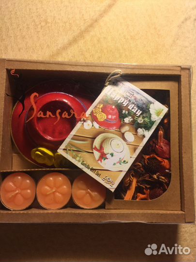 Набор подарочный свечи+ подсвечник+ сухоцветы