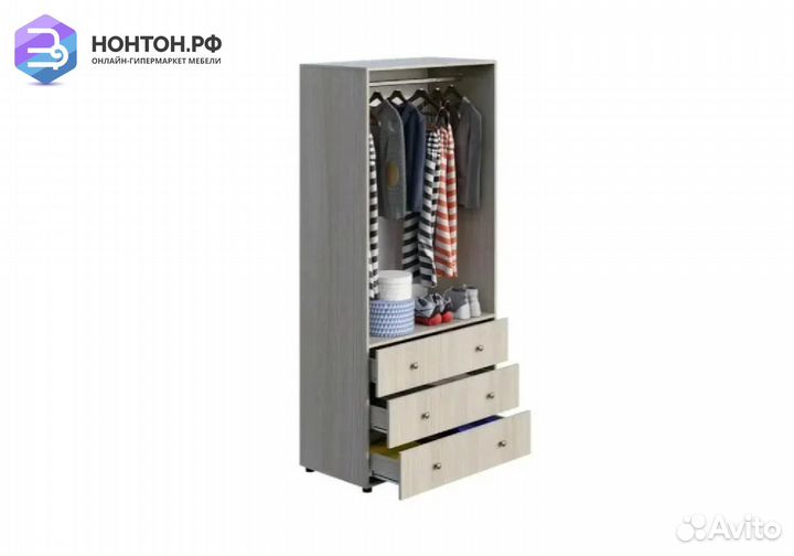 Шкаф 2-створчатый Мийа-3А ясень шимо светлый / фот